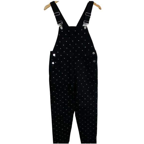 WEWOREWHAT Basic Crystal Embellished Black Overalls NEW Size Small - Picture 4 of 12